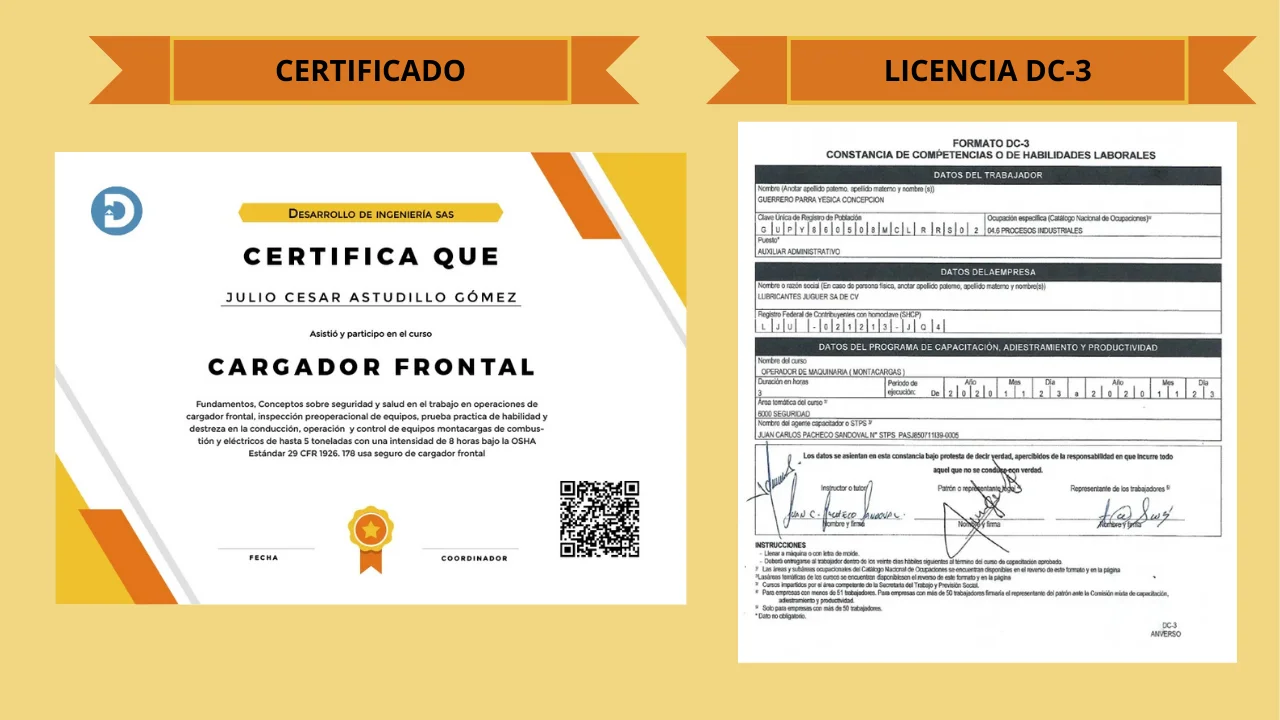 Certificado cargador frontal